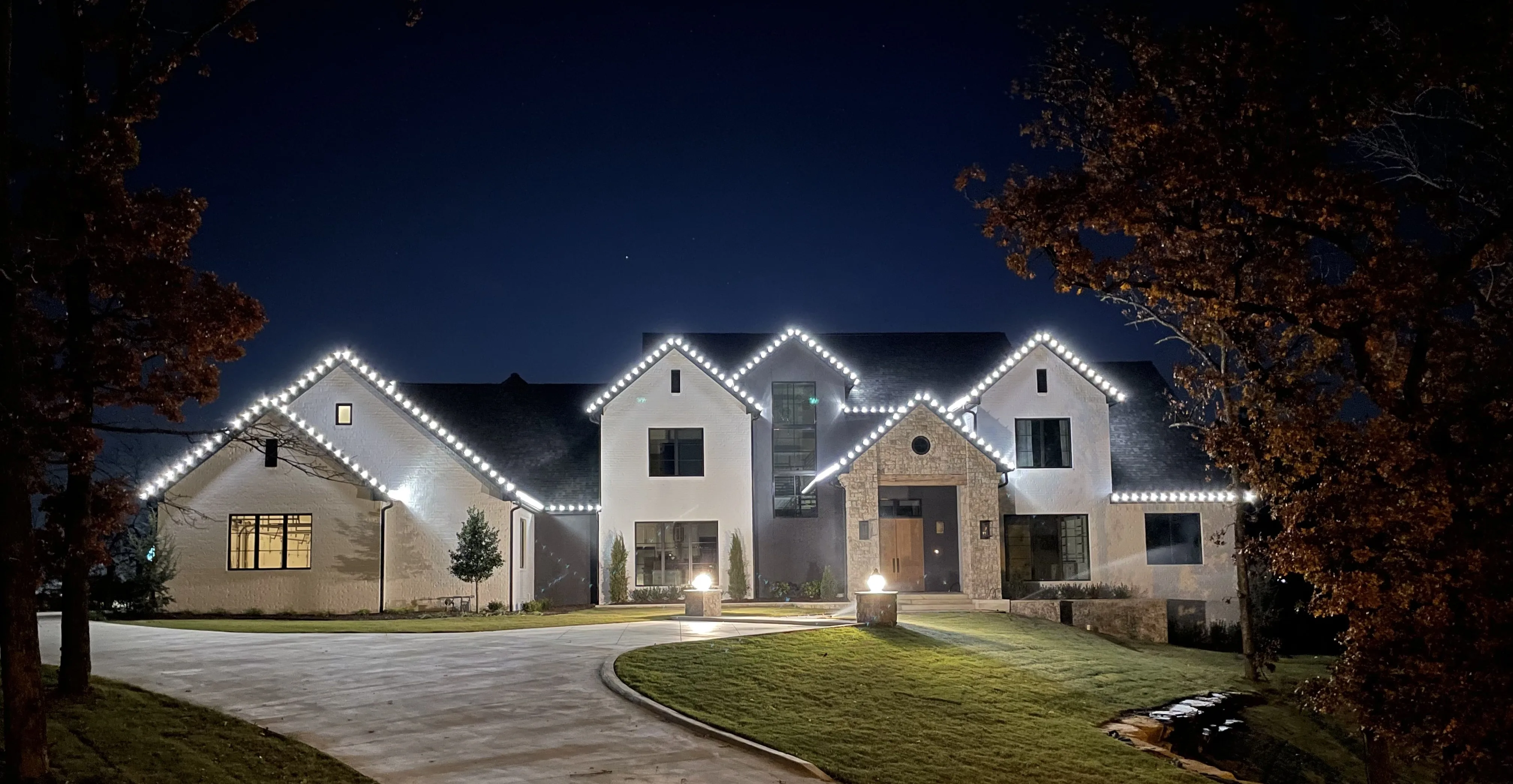 Christmas light installation in Tulsa, Oklahoma